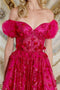 May Queen MQ2040 Sweetheart Party Dress with Corset Bodice and 3D Flower Detailing