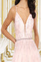 May Queen MQ2045 Blush Floral Corset Back Sleeveless Pageant Gown