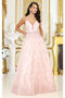 May Queen MQ2045 Blush Floral Corset Back Sleeveless Pageant Gown