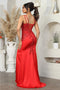 May Queen MQ2050 Lace-Embellished Sleeveless Red Carpet Evening Gown