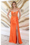 May Queen MQ2052 Sheer Bodice High Slit Spaghetti Strap Prom Dress