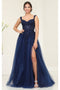 May Queen MQ2053 Sweetheart Neckline Floral Embellished Evening Gown