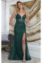 May Queen MQ2054 Spaghetti Strap High Slit Long Gala Gown