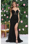 May Queen MQ2054 Spaghetti Strap High Slit Long Gala Gown