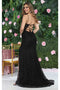 May Queen MQ2054 Spaghetti Strap High Slit Long Gala Gown