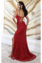 May Queen MQ2054 Spaghetti Strap High Slit Long Gala Gown