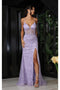 May Queen MQ2054 Spaghetti Strap High Slit Long Gala Gown