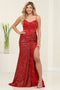 May Queen MQ2055 Sequin Corset Lace Embellished Prom Gown