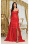 May Queen MQ2056 Off-Shoulder Taffeta High Slit Formal Long Gown