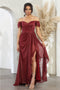 May Queen MQ2063 Off-Shoulder Ruched Mother of the Bride Dress