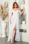 May Queen MQ2063 Off-Shoulder Ruched Mother of the Bride Dress