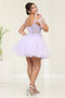 May Queen MQ2066 Sheer Bodice Floral Embellished Short Graduation Dress