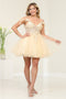 May Queen MQ2066 Sheer Bodice Floral Embellished Short Graduation Dress