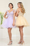 May Queen MQ2066 Sheer Bodice Floral Embellished Short Graduation Dress