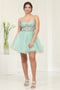 May Queen MQ2067 V-Neck Glitter A-Line Short Prom Gown