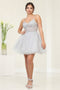 May Queen MQ2067 V-Neck Glitter A-Line Short Prom Gown