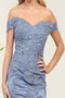 May Queen MQ2070 Off-Shoulder Floral Appliqué Knee-Length Dress for Mother of the Bride