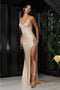 May Queen MQ2078 Spaghetti Strap V-Neck Glitter Long Gala Dress