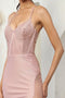 May Queen MQ2078 Spaghetti Strap V-Neck Glitter Long Gala Dress
