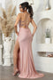 May Queen MQ2078 Spaghetti Strap V-Neck Glitter Long Gala Dress