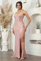 May Queen MQ2078 Spaghetti Strap V-Neck Glitter Long Gala Dress