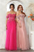 May Queen MQ2079 Off-Shoulder Shimmering Glitter A-Line Long Prom Gown