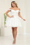 May Queen MQ2081 Off-Shoulder 3D Flower Embellished Short Cocktail Dress