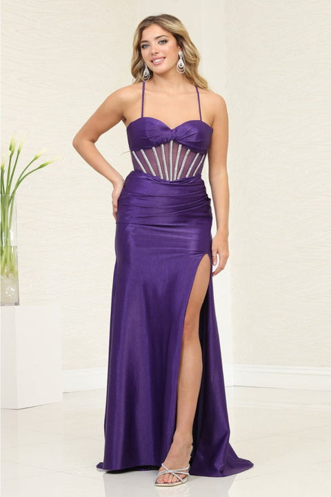 May Queen MQ2088 Sweetheart Beaded Prom Gown with High Slit