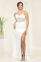 May Queen MQ2088B Spaghetti Strap Sweetheart Slit Ivory Bridal Dress