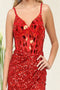 May Queen MQ2095 Spaghetti Strap Sequin Mini Slit Party Dress