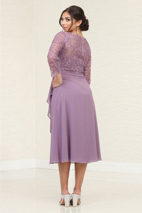 May Queen MQ2100 3/4 Sleeves Tea Length Mother of the Bride Dress