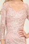 May Queen MQ2101 Embellished 3/4 Sleeve Formal MOB Dress