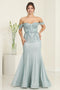 May Queen MQ2104 Draped Sleeves Corset Glitter Red Carpet Gown