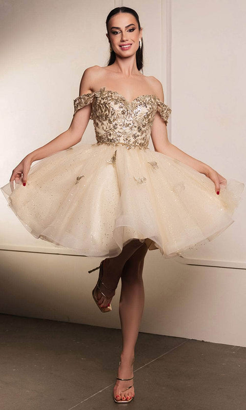 May Queen MQ2105 Floral A-Line Cocktail Dress with Elegant Silhouette