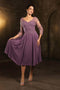 May Queen MQ2108 Tea-Length Illusion V-Neck Dress