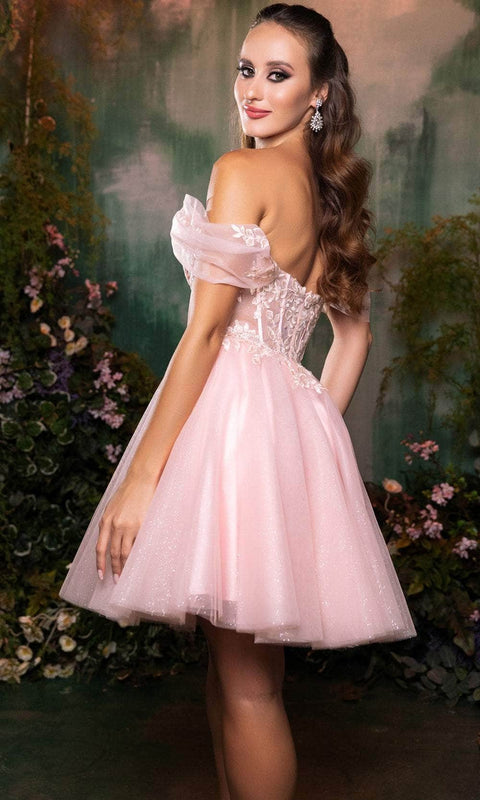 May Queen MQ2117 Floral A-Line Cocktail Dress with Elegant Silhouette