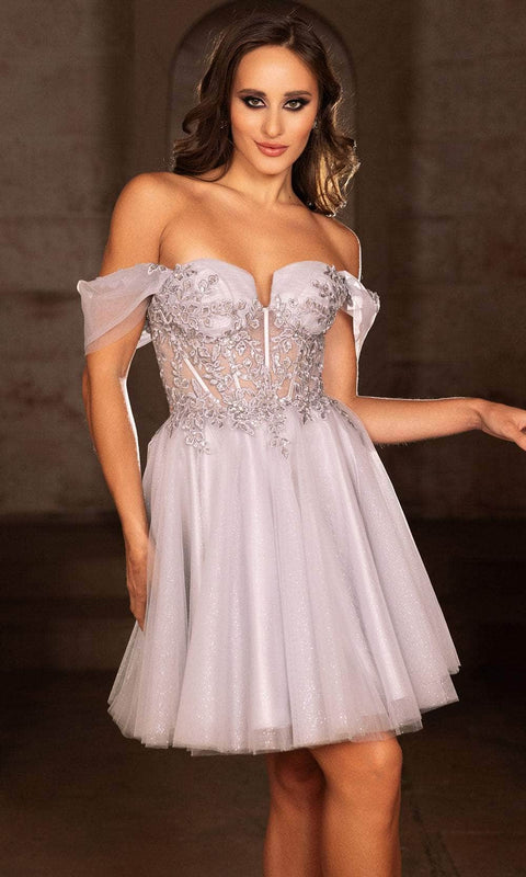 May Queen MQ2117 Floral A-Line Cocktail Dress with Elegant Silhouette