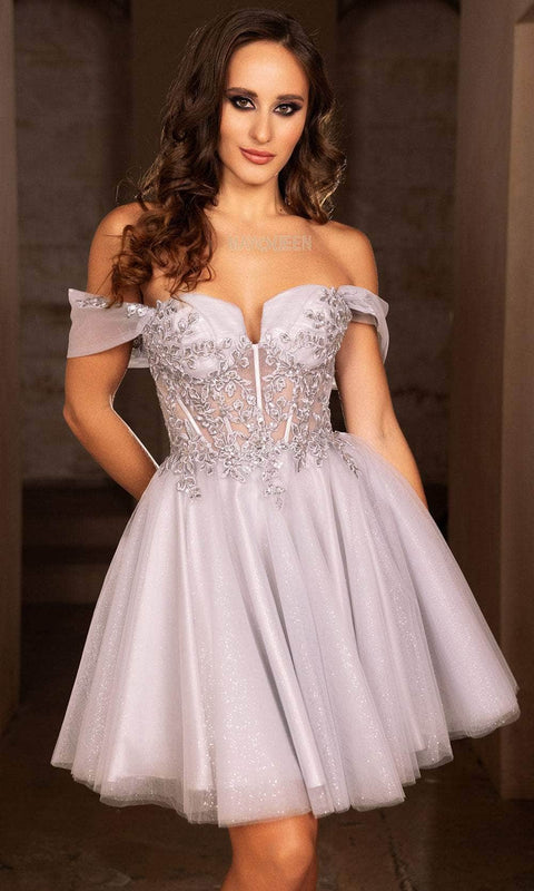 May Queen MQ2117 Floral A-Line Cocktail Dress with Elegant Silhouette