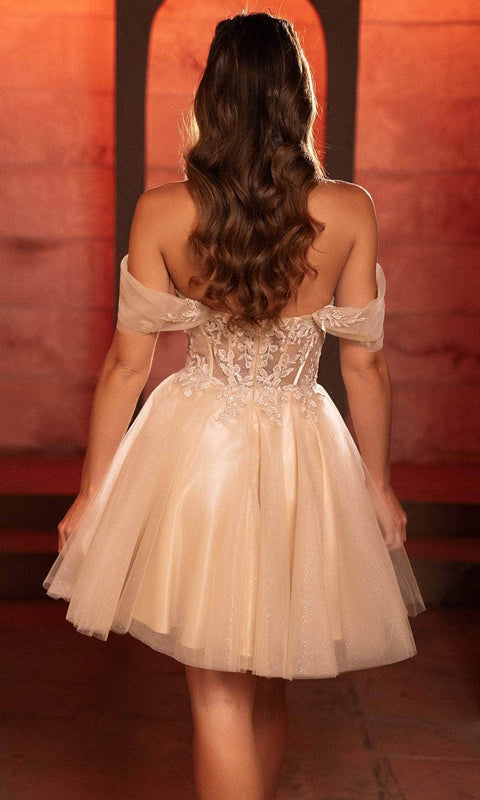 May Queen MQ2117 Floral A-Line Cocktail Dress with Elegant Silhouette