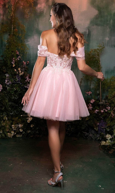 May Queen MQ2117 Floral A-Line Cocktail Dress with Elegant Silhouette