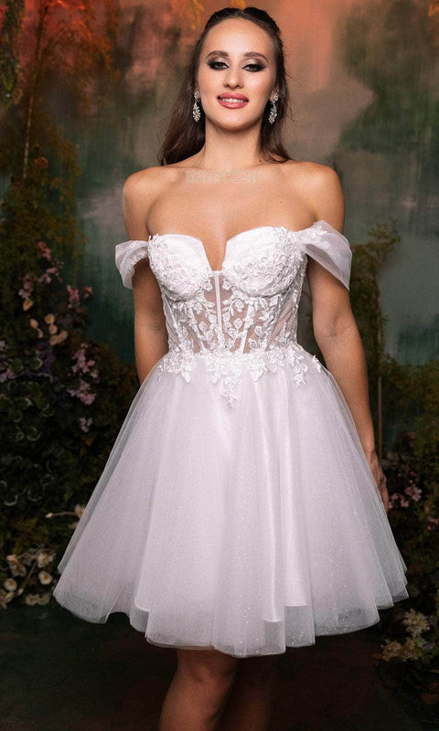 May Queen MQ2117 Floral A-Line Cocktail Dress with Elegant Silhouette