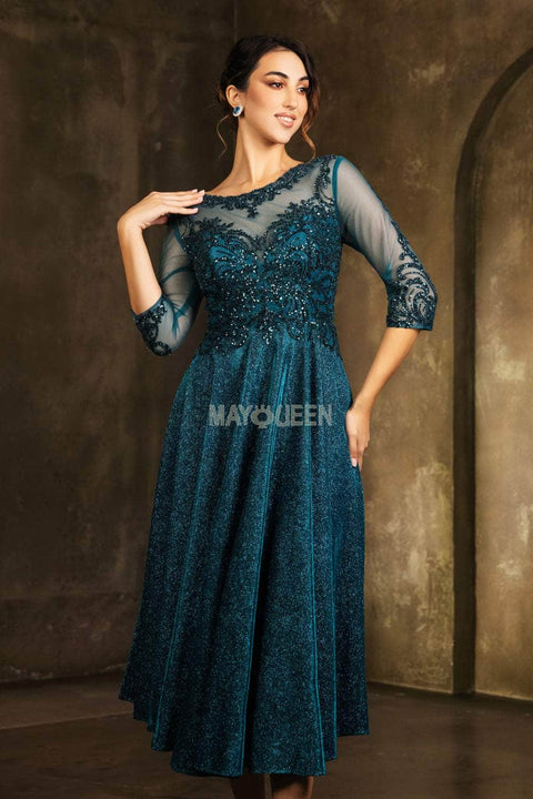 Mother of the Bride  Tea-Length Glitter Dress May Queen MQ2124