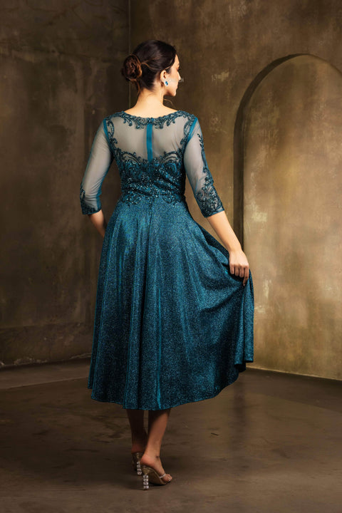 Mother of the Bride  Tea-Length Glitter Dress May Queen MQ2124