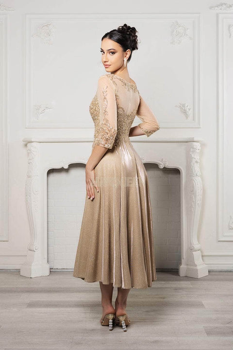 Mother of the Bride  Tea-Length Glitter Dress May Queen MQ2124