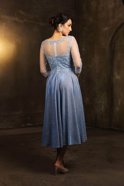 Mother of the Bride  Tea-Length Glitter Dress May Queen MQ2124