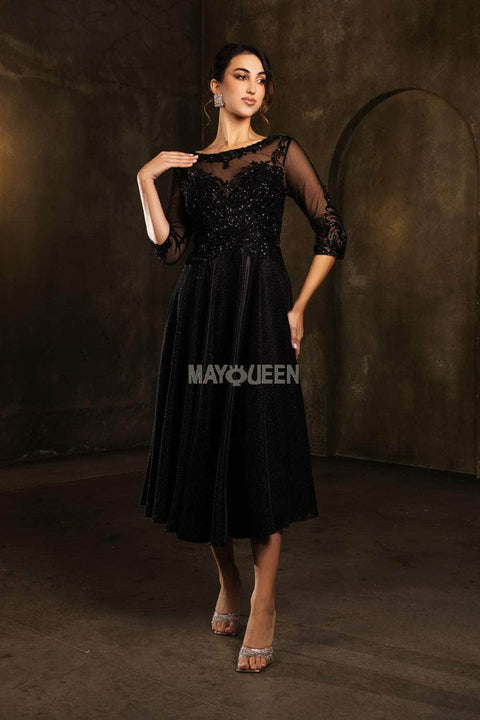 Mother of the Bride  Tea-Length Glitter Dress May Queen MQ2124
