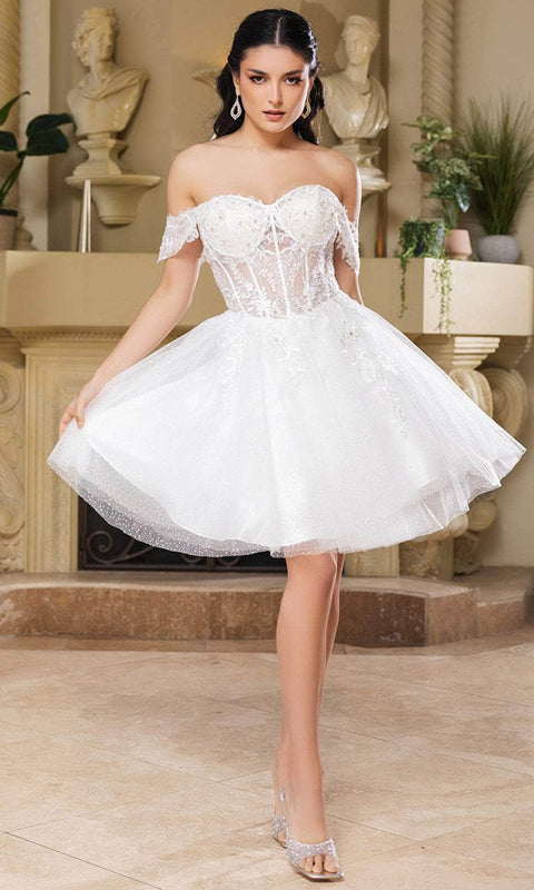 May Queen MQ2129 Floral A-Line Cocktail Dress with Elegant Silhouette