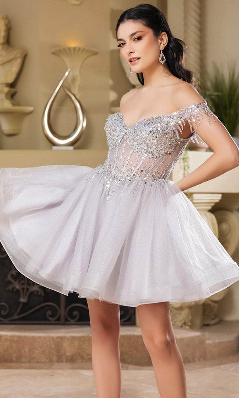 May Queen MQ2129 Floral A-Line Cocktail Dress with Elegant Silhouette