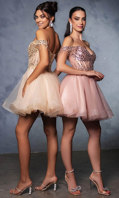 May Queen MQ2129 Floral A-Line Cocktail Dress with Elegant Silhouette