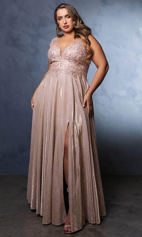 May Queen MQ2137 - Sleeveless V-Neckline Prom A line Gown